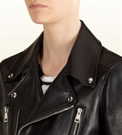 gucci leather biker jacket womens
